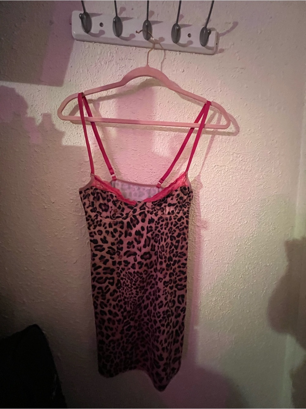 Leopard Print Slip Dress with Pink Trim - Women Intimates & Sleepwear